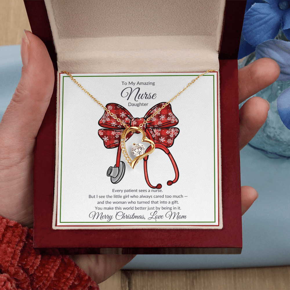 Amazing Nurse Daughter Heart Necklace
