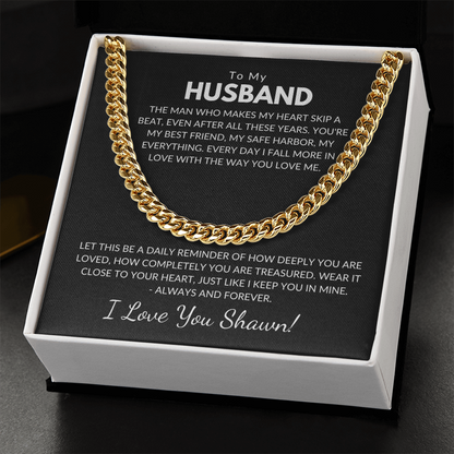 Husband Chain With Personalized Message Card
