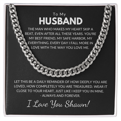 Husband Chain With Personalized Message Card
