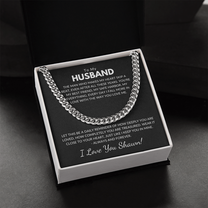 Husband Chain With Personalized Message Card