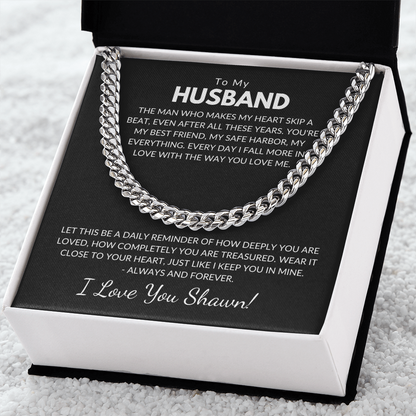 Husband Chain With Personalized Message Card