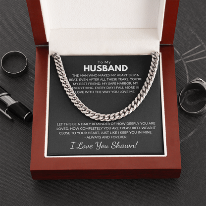 Husband Chain With Personalized Message Card