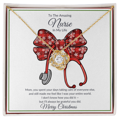 Mom Amazing Nurse Love Knot Necklace