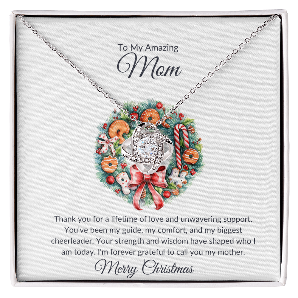 Merry Christmas Mom Love Knot Necklace