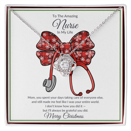 Mom Amazing Nurse Love Knot Necklace