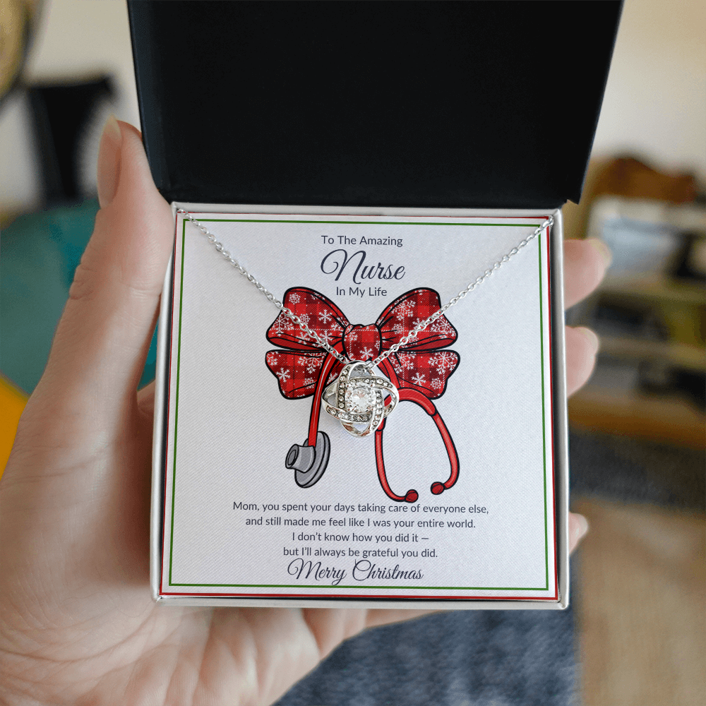 Mom Amazing Nurse Love Knot Necklace