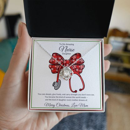 Nurse Daughter Love Knot Necklace You Care Deeply Message