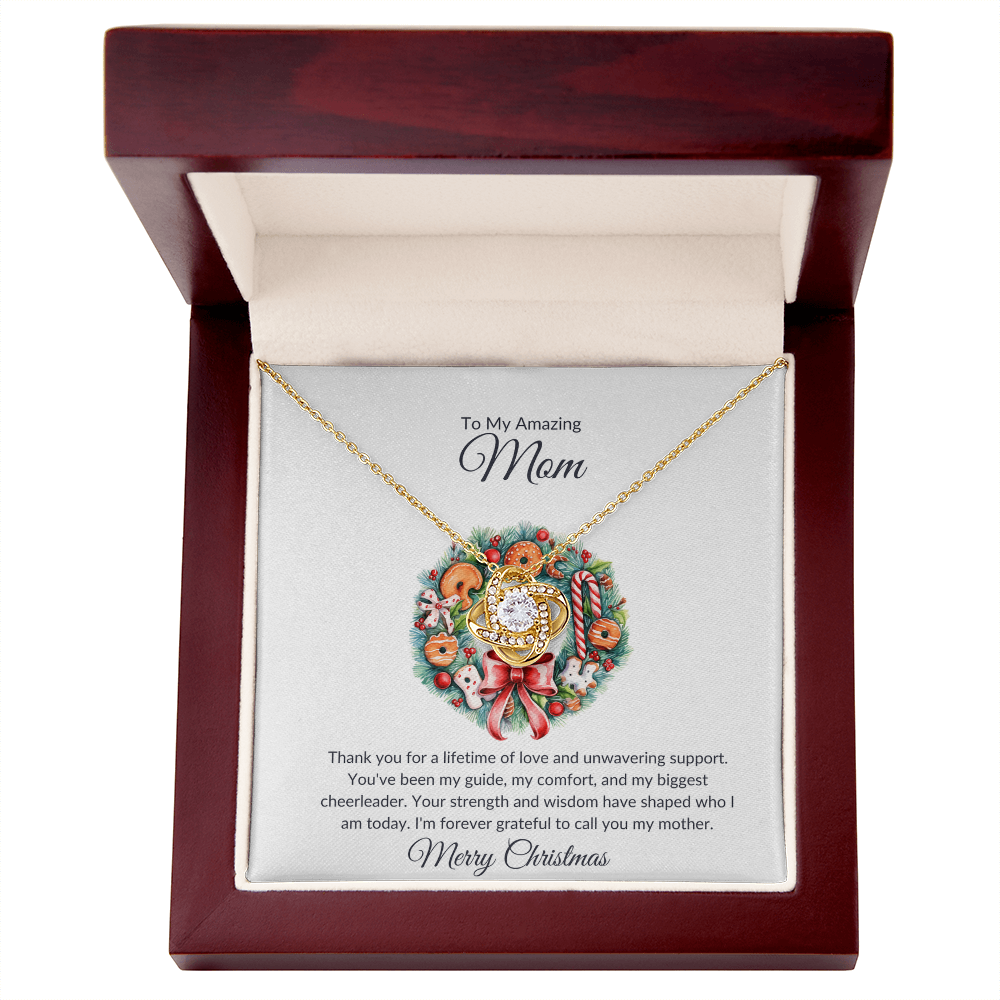 Merry Christmas Mom Love Knot Necklace