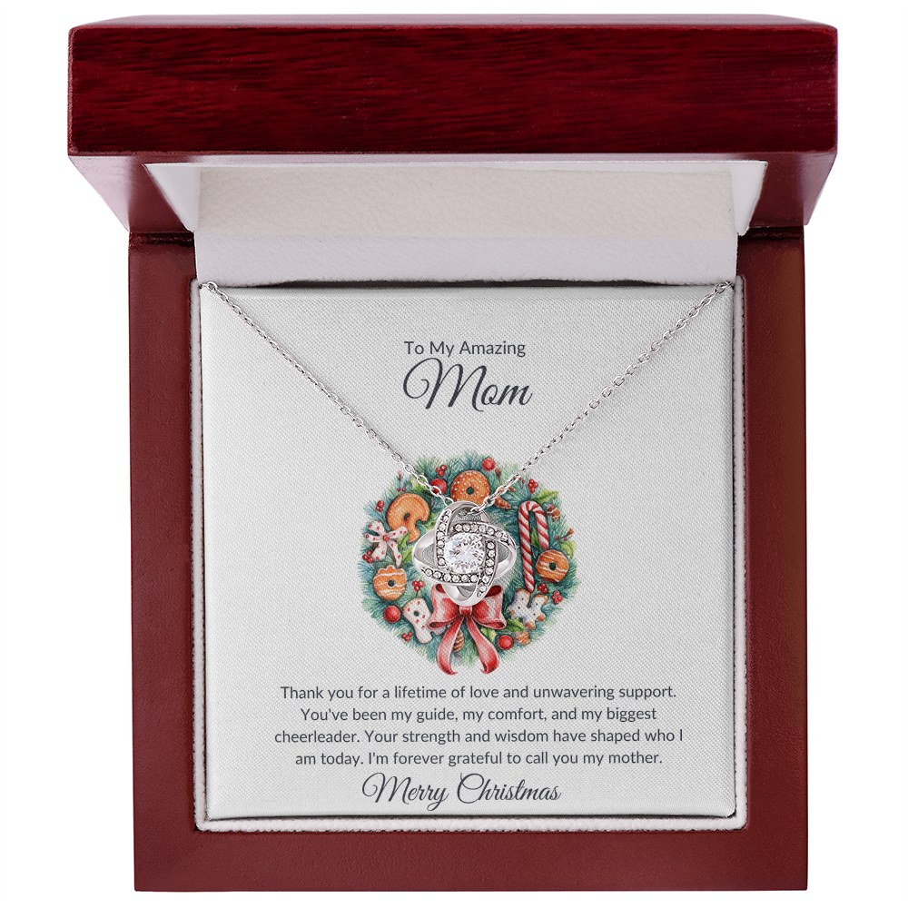 Merry Christmas Mom Love Knot Necklace
