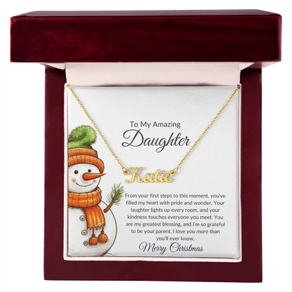 Christmas Snowman Daughter Name Necklace