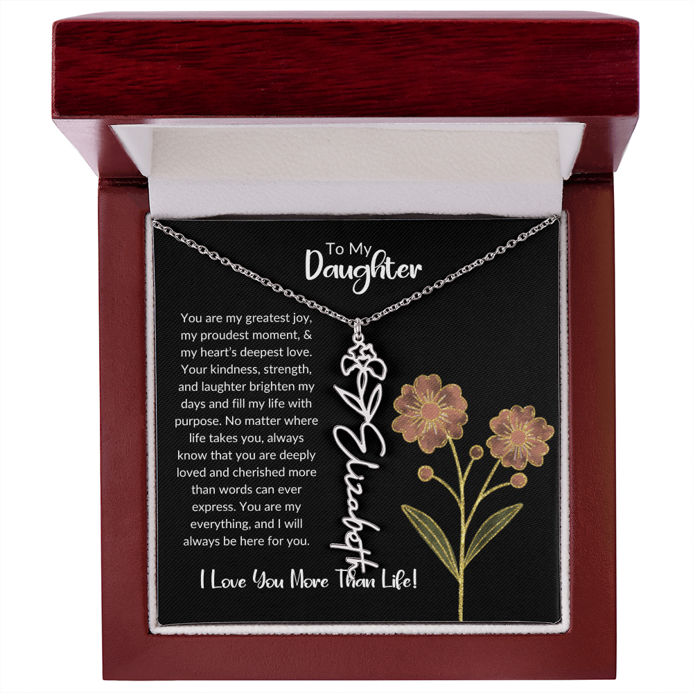 Daughter Name Necklace With Birthday Flower
