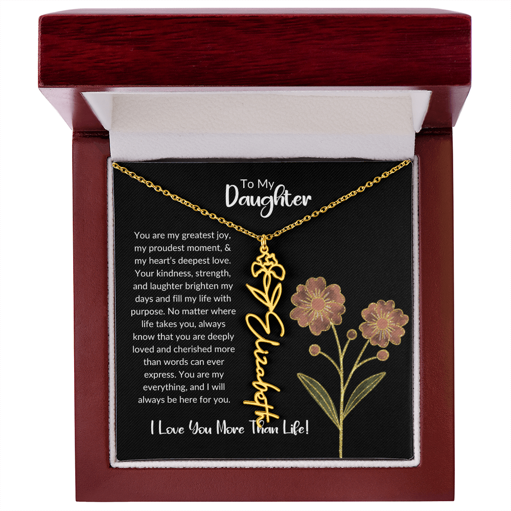 Daughter Name Necklace With Birthday Flower