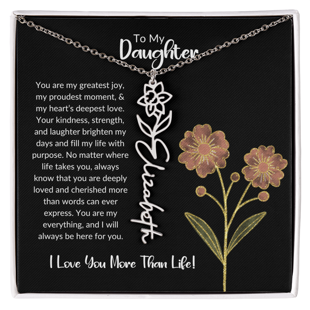 Daughter Name Necklace With Birthday Flower