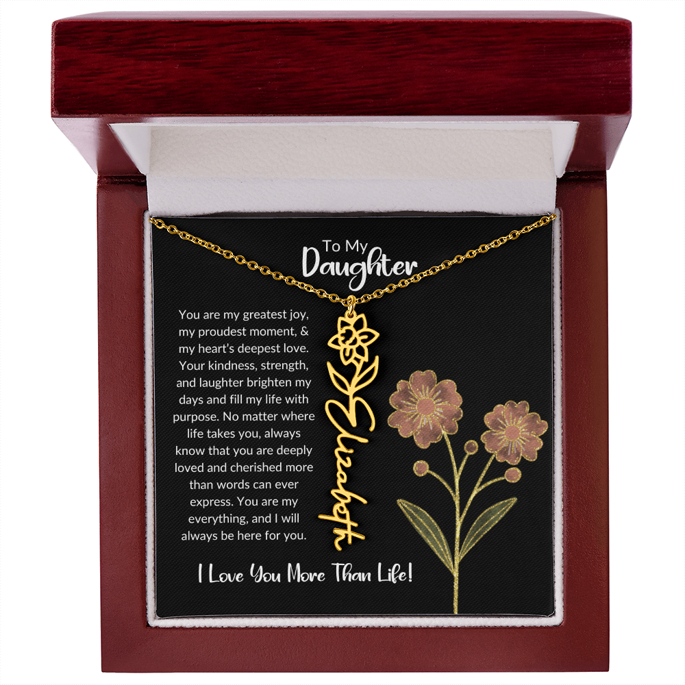 Daughter Name Necklace With Birthday Flower