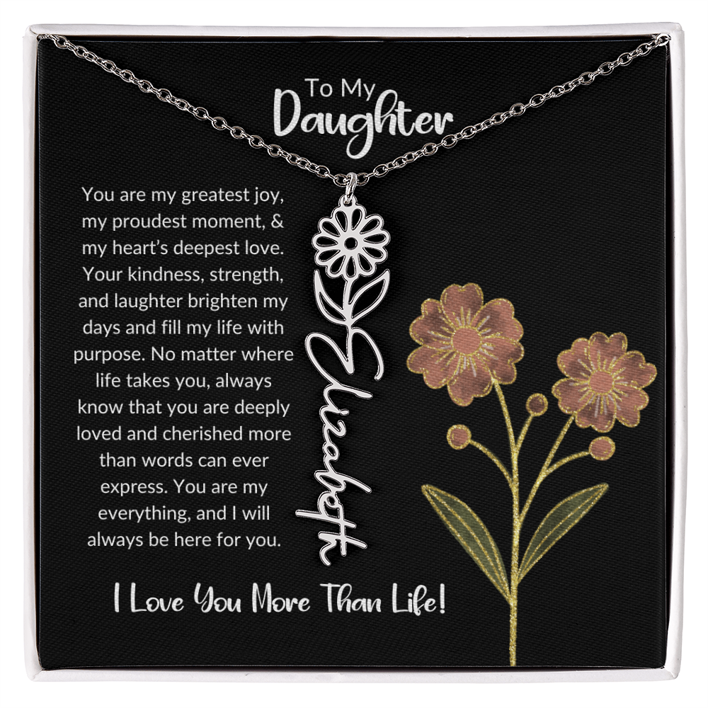 Daughter Name Necklace With Birthday Flower