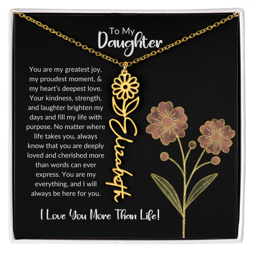 Daughter Name Necklace With Birthday Flower