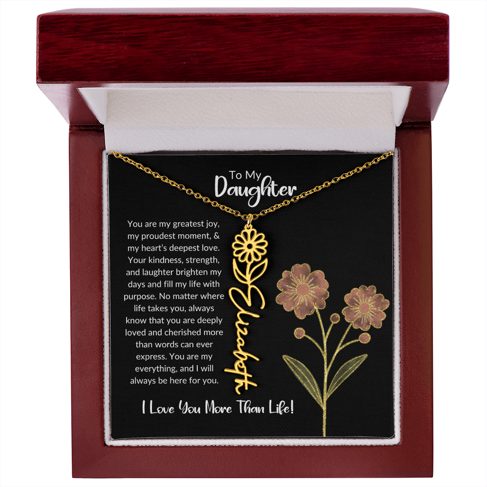 Daughter Name Necklace With Birthday Flower