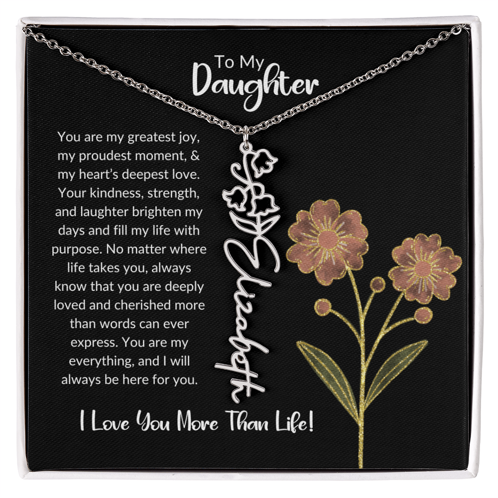 Daughter Name Necklace With Birthday Flower