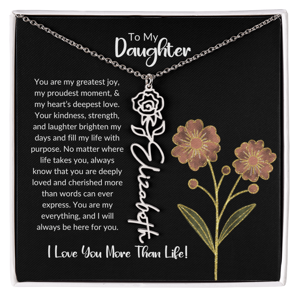 Daughter Name Necklace With Birthday Flower