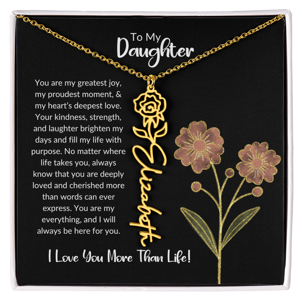 Daughter Name Necklace With Birthday Flower