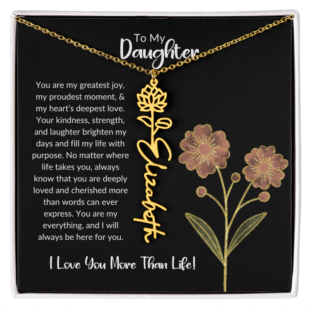 Daughter Name Necklace With Birthday Flower