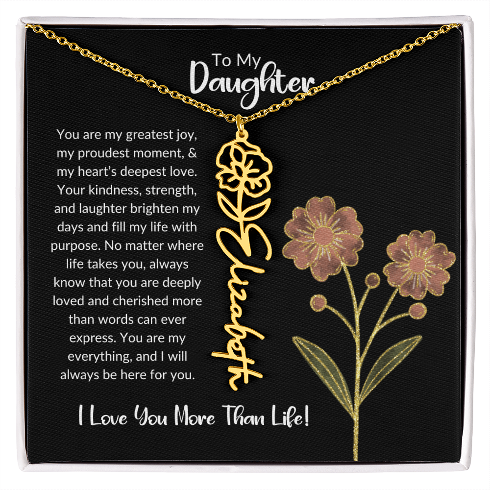 Daughter Name Necklace With Birthday Flower