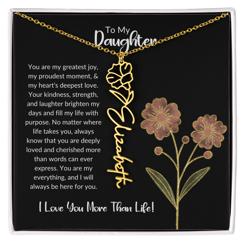 Daughter Name Necklace With Birthday Flower