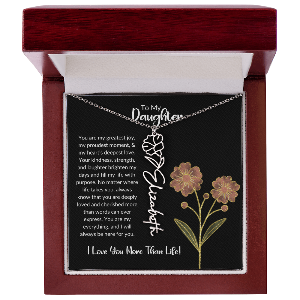 Daughter Name Necklace With Birthday Flower