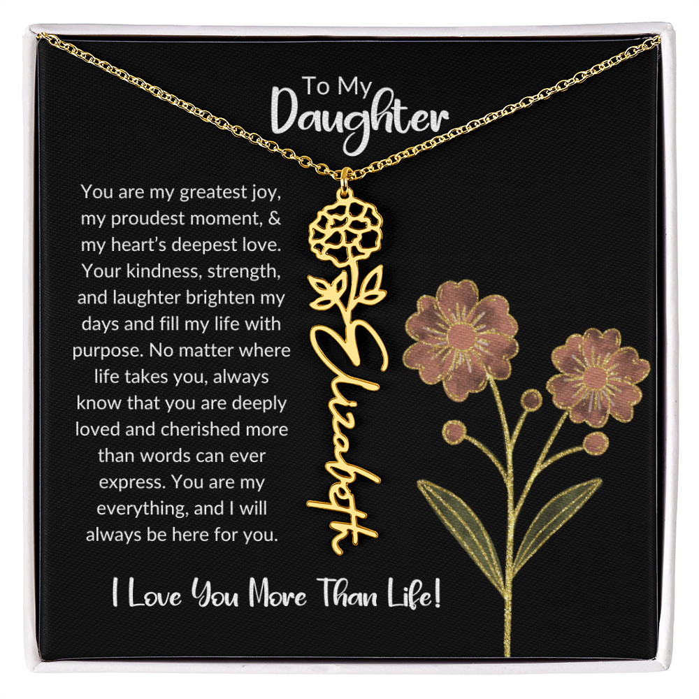 Daughter Name Necklace With Birthday Flower
