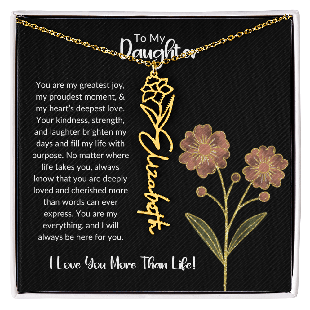 Daughter Name Necklace With Birthday Flower