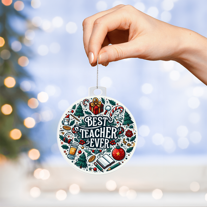 Best Teacher Ever Ornament V4