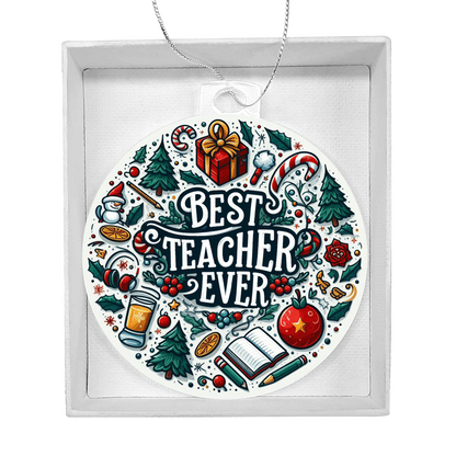 Best Teacher Ever Ornament V4