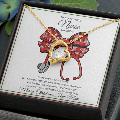 Amazing Nurse Daughter Heart Necklace