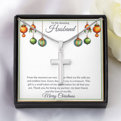 Christmas Husband Cross Necklace