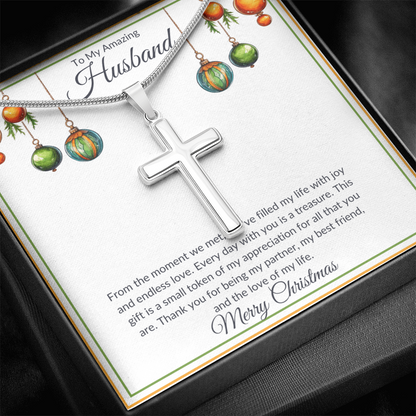 Christmas Husband Cross Necklace