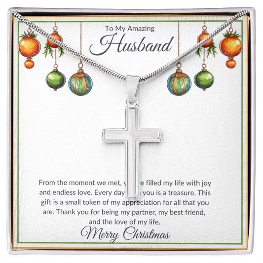 Christmas Husband Cross Necklace