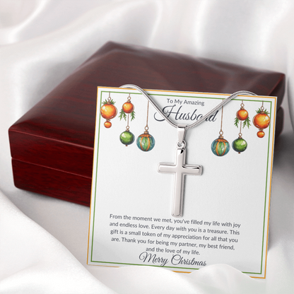 Christmas Husband Cross Necklace
