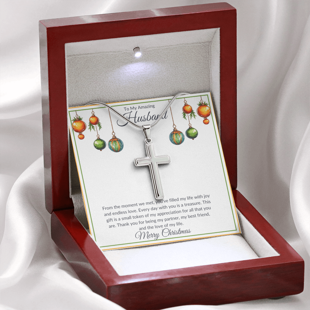 Christmas Husband Cross Necklace