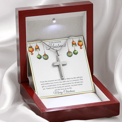 Christmas Husband Cross Necklace