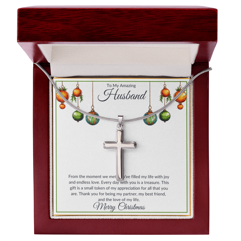 Christmas Husband Cross Necklace
