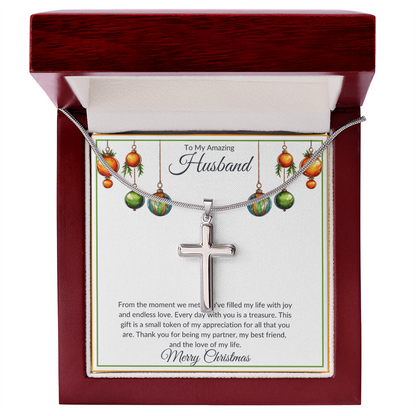 Christmas Husband Cross Necklace