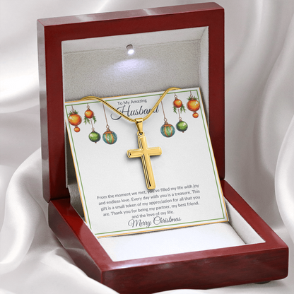 Christmas Husband Cross Necklace