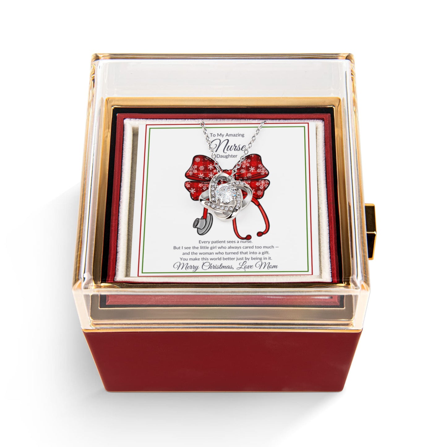 Special Rose Box Love Knot Necklace For A  Nurse Daughter